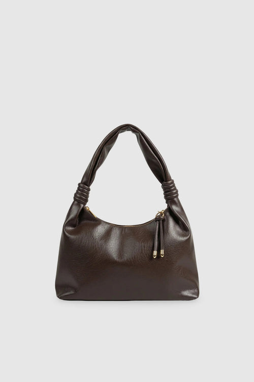 Siyah Kadın Suni Deri Düğüm Detaylı Omuz Çantası