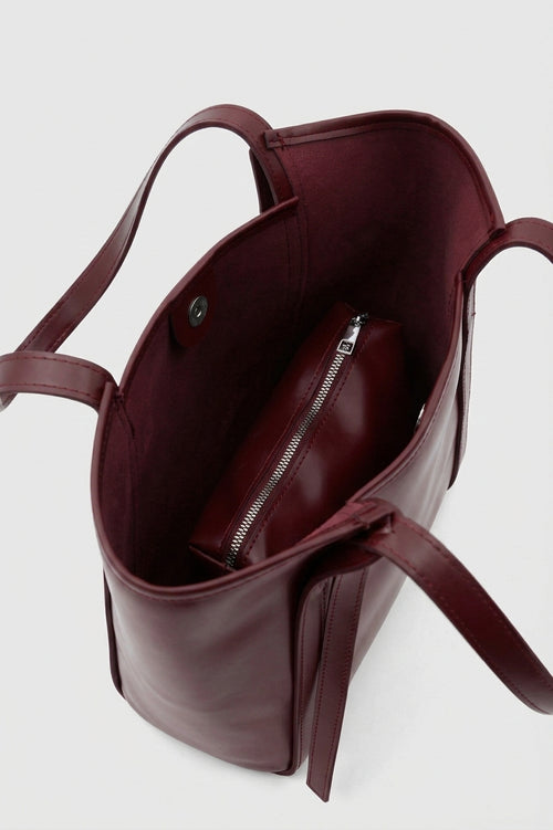 Bordo Kadın Çift Askılı Tote Omuz Çantası